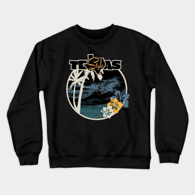 Texas Style Lone Surfer Blues Crewneck Sweatshirt by CamcoGraphics